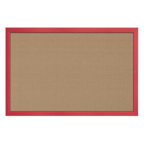Hinge-less Radius Corkboard, 24"x36", Black Alum Frame/Burgundy